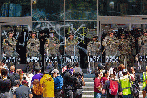 CA Guard and protestors%2C June 2025., From WikimediaPhotos