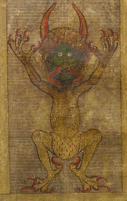 Illustration of the Devil on Codex Gigas, early thirteenth century, From Uploaded